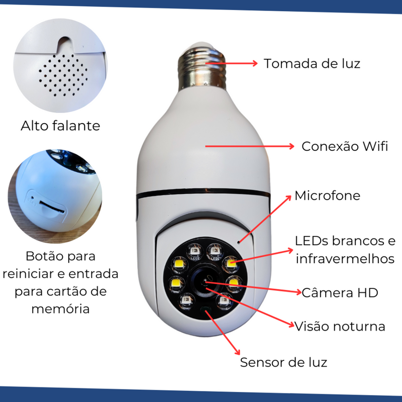 Câmera Giratória 360º Wifi - Compre 1, Ganhe Brindes